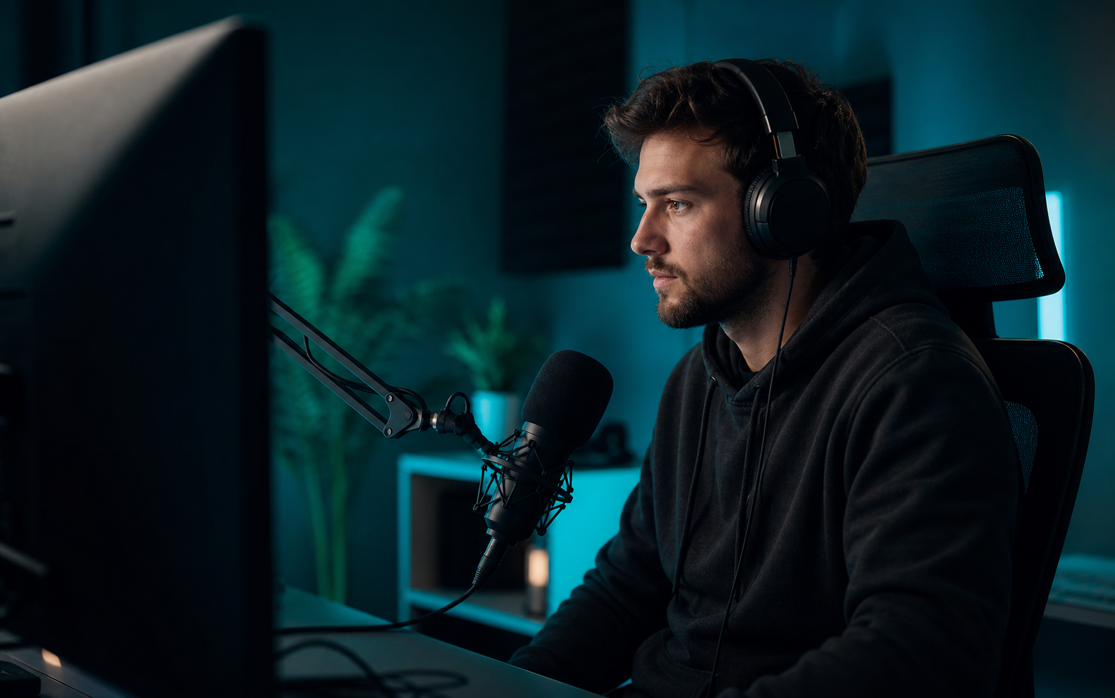 Setup de PC em ambiente escuro com o Fittoo Live aberto sobre a tela